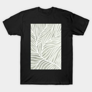 Sage green leaf line art T-Shirt